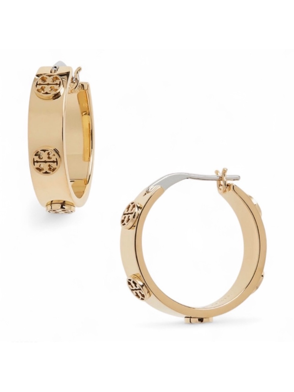 Tory Burch Thin Icon Gold Hoop Earrings NWT
